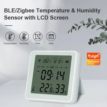 Tuya WIFI Датчик температуры Влажности, Гигрометр, Термометр, детектор Smart Life, дистанционный ИК-контроллер Alexa Google Home