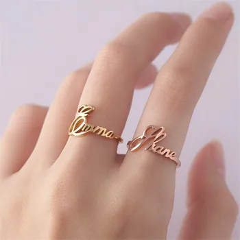 Заполненное детское Именное кольцо Персонализированное Слово Bague Femme Пользовательские Именные кольца Для женщин Свадебный подарок Ювелирные изделия ручной работы