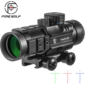 Охотничий оптический прицел Fire Wolf 4X32, Тактический прицел, Зеленый, красный Точечный оптический прицел для ружейной охоты