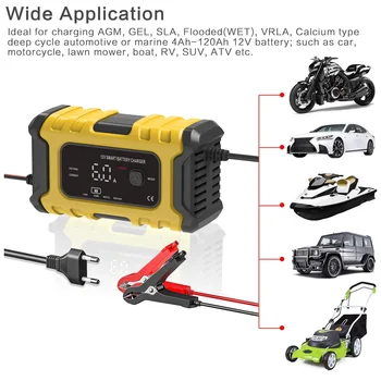 Автомобильные зарядные устройства 12V 6A Smart Battery Charger Зарядное устройство для автомобилей и мотоциклов, цифровое ремонтное зарядное устройство, Портативная аккумуляторная батарея