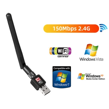 150 Мбит/с RTL8188 Беспроводная Сетевая карта Mini USB 2,0 WiFi Адаптер LAN Wi-Fi Приемник Dongle Антенна 802.11 b/g/n для ПК Windows