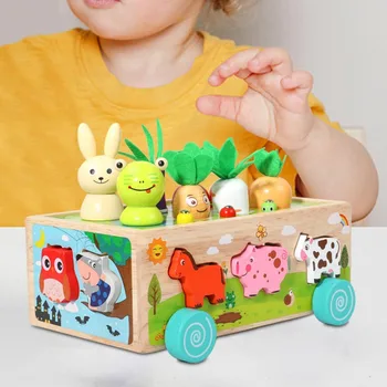 Игра-головоломка для сбора урожая моркови, игрушки Монтессори, Деревянные Фигурки, игрушки-сортировщики для детей 3, 4, 5 лет, праздничный подарок для детей в детском саду