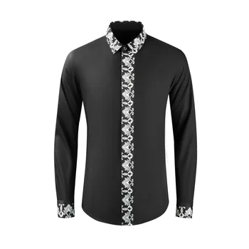 Высококачественные роскошные ювелирные изделия, новейший дизайн, модные мужские рубашки из смесового хлопка с длинным рукавом и цветочным принтом Для мужчин