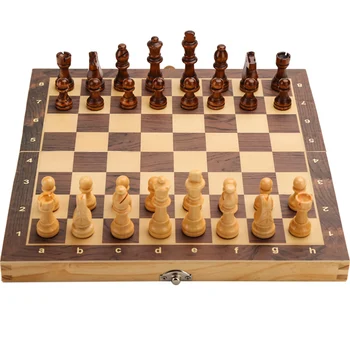 Шахматная деревянная доска для шашек из цельного дерева, складная шахматная доска, высококачественная игра-головоломка в шахматы