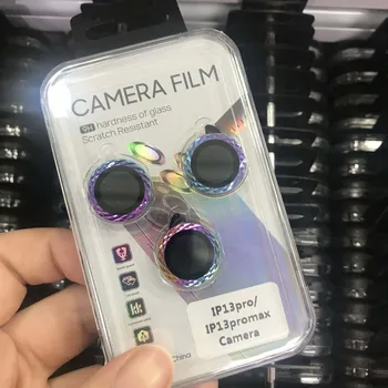 50 комплектов Роскошной защиты объектива камеры с бриллиантами для iPhone 11 12 13 mini 14 pro max, стекло задней камеры, Металлическая защитная наклейка
