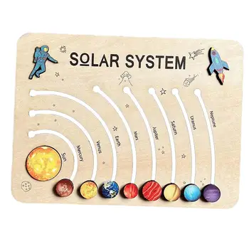 Деревянная доска-головоломка для обучения мышлению Монтессори, головоломка с Солнечной системой, игрушка-головоломка