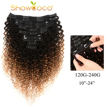 ShowCoco Заколка Для Наращивания человеческих волос T1b/4/27 Цветная Фигурная Заколка Ins 100% Волосы Remy 10-24 Дюйма Заколка Для Наращивания Волос