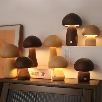 Креативный грибной светодиодный ночник с сенсорным управлением, украшение спальни, прикроватная лампа, атмосфера, милый декор комнаты, свет настроения, настольная лампа