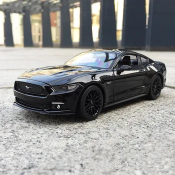 Welly 1:24 2015 Ford Mustang GT Черный спортивный автомобиль Модель автомобиля Суперкар Модель автомобиля из сплава Коллекция моделей автомобилей Подарок