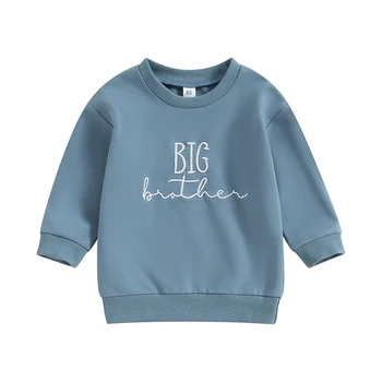 Пуловеры с длинными рукавами и буквенным принтом для маленьких мальчиков, осенние топы для малышей, милая осенняя одежда