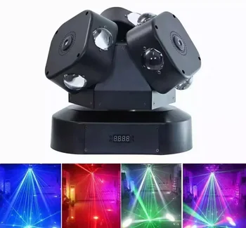 12X10 Вт 3 головки, бесконечно вращающийся движущийся головной светильник С лазерным лучом RGG Для DJ Disco Stage, Свадебной музыкальной вечеринки, бара