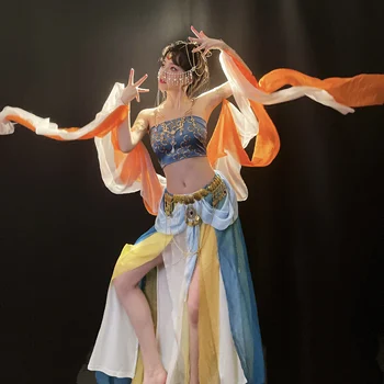 Little Orange Kweichow Moutai Dunhuang, Элегантное Платье в Древнем Стиле, Сказочное Экзотическое Платье с вентиляционными отверстиями, Танцевальный костюм, женская одежда