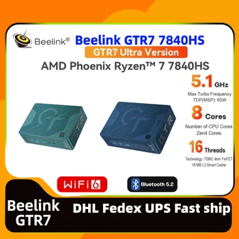 Beelink GTR7 AMD Phoenix Ryzen7 7840HS gtr7pro 7940hs игровой мини-ПК офисный геймер 32G 1T DDR5 dp дисплей Настольный мини-ПК beelink