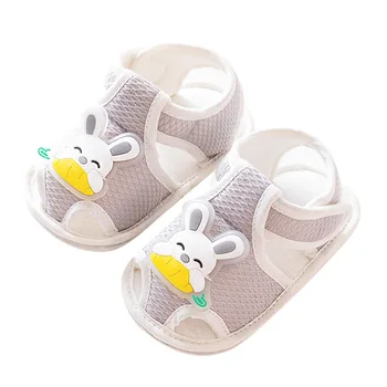 обувь для новорожденных на тонкой мягкой подошве удобные детские ходунки для обучения ходьбе Нескользящие детские сандалии на липучке с хлопчатобумажной подошвой