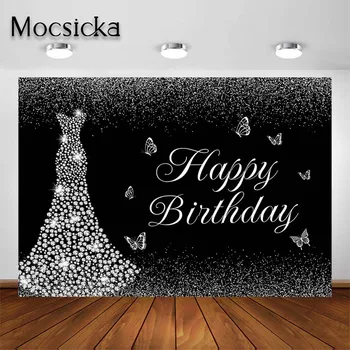 Mocsicka, фоны с Днем Рождения для женщин, фото, черное платье в полоску, украшение для вечеринки, фон, реквизит для портретной фотографии