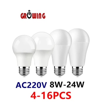 4-16 шт. светодиодная энергосберегающая лампа AC220V высокой мощности 8 Вт-18 Вт B22 E27 bombilla lampara светодиодная лампа освещения для гостиной для дома