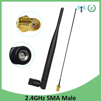 GRANDWISDOM 5шт 2,4 G антенна 5dbi sma мужской wlan wifi 2,4 ГГц антенна IPX ipex 1 SMA женский удлинитель с косичкой iot antena