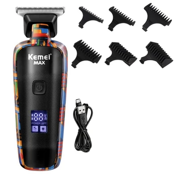 Kemei Перезаряжаемая Машинка для стрижки волос, электрический Триммер для мужчин, Машинка для стрижки волос с принтом Граффити, профессиональный Триммер