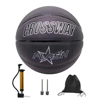 Светящийся баскетбольный мяч, размер баскетбола 7, Черный светоотражающий светящийся баскетбольный мяч, Светящийся для ночной игры, светящийся баскетбольный мяч