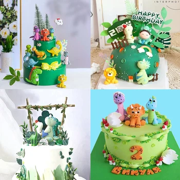 Топпер для торта с динозавром, Топперы на День рождения, Топперы для торта, детский душ для мальчика, тематика Джунглей, Топпер для вечеринки в честь Дня рождения для мальчика
