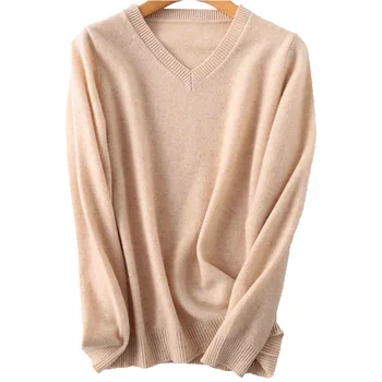 Кашемировый свитер женский 2022 100% шерсть мериноса, длинный вязаный свитер, джемпер с V-образным вырезом, топы, осень-зима, теплые мягкие женские пуловеры