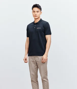 DZ050Q, новая мужская футболка с отворотом в американском стиле, с принтом сзади, с короткими рукавами.