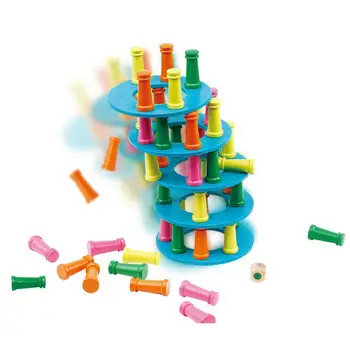 Деревянная Штабелируемая игрушка для малышей Pisa Building Balance Game синего цвета