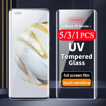 5/3/1pcs 9D полное покрытие УФ-закаленное стекло Для Huawei nova 10 pro 9 8 7 защитная пленка УФ-стекло для смартфона протектор экрана телефона