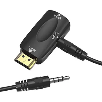 Адаптер, совместимый с HDMI-VGA, конвертер с аудиоразъемом 3,5 мм, конвертер HDMI-VGA для мужчин и женщин для портативных ПК