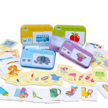 Детские игрушки Игра-головоломка с графическим соответствием, обучающие карточки с мультяшными фруктами и животными, дорожные карты, деревянные игрушки, развивающие игрушки для детей