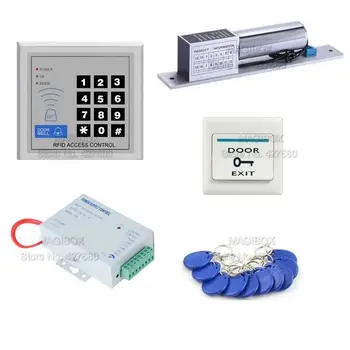 ACS29 Полный комплект RFID-контроля доступа к двери + Электрический замок на засове + Блок питания + Переключатель + RFID-карты