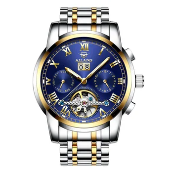 AILANG Мужские автоматические механические часы Лучший бренд из нержавеющей стали водонепроницаемые часы 2021 Новые модные деловые полые наручные часы