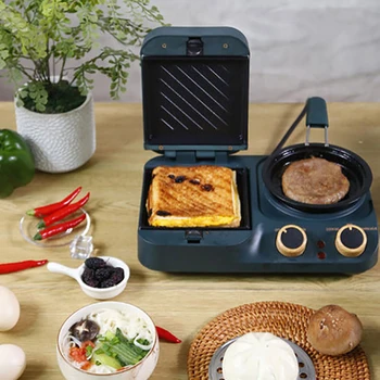 Электрическая Машина для завтрака, Автоматический многофункциональный прибор, Кофеварка для приготовления сэндвичей, Мини-бытовая духовка, тостер для жарки на сковороде-гриле