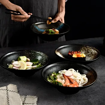 Креативная 8-дюймовая керамическая мелкая суповая бытовая посуда, миска для супа, миска для фруктового салата японской кухни