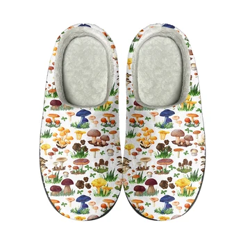Домашние хлопковые тапочки с грибами, Изготовленные на заказ, Высококачественные Мужские Женские Плюшевые Модные повседневные Теплые туфли для подростков