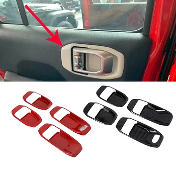 Автомобильная отделка из углеродного волокна, внутренняя отделка боковой дверной ручки, чаши для Jeep Wrangler JL 2018 2019