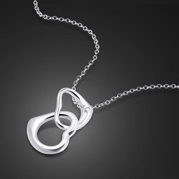 ziqiudieS925 серебряное ожерелье с двойным сердцем, женское ожерелье с разделением цветов, персиковое настроение, пара, День рождения, День Святого Валентина