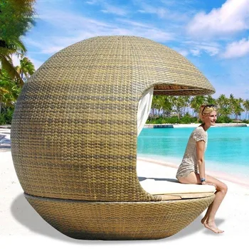 Уличная мебель роскошная лежачая кровать ротанговый стул кресло для отдыха во внутреннем дворе вилла для хранения ротанговый пляж