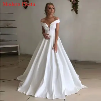 AE0104 Новое Поступление, Атласное Свадебное платье платье Vestido De Noiva, Вечернее платье Невесты, Праздничное Платье С открытыми плечами