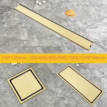 Матовый золотой высококачественный твердый трап из нержавеющей стали SUS304 для ванной комнаты, Невидимая крышка, слив для душевой комнаты, квадрат, Прямоугольник
