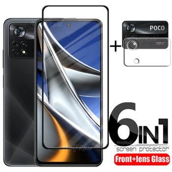 6-в-1 Для Xiaomi Poco X4 Pro 5G Стекло Для Poco X4 Pro Закаленное стекло Полноэкранная защита Poco M3 M4 X3 X4 X5 Pro Стекло для объектива