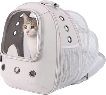 Рюкзак-переноска для кошки и маленького щенка, расширяемая сумка-книжка для переноски котенка, щенка кролика