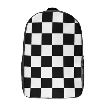 Клетчатый флаг. Клетчатый флаг. Мотоспорт. Шахматная доска, прочный уютный пехотный рюкзак, 17-дюймовый рюкзак для путешествий в винтажном стиле