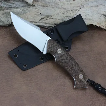 Нож Sharp D2 Full Tang с фиксированным лезвием Охотничьи ножи Высококачественная льняная ручка + оболочка Походный нож Для выживания на открытом воздухе Ручные инструменты EDC