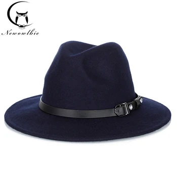 Зимняя и осенняя шапка из 100% натуральной шерсти, женская мужская рубашка, джазовая шляпа, круглая шляпа в европейском и американском стиле, кепка для боулинга