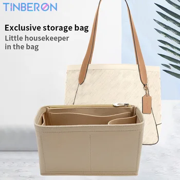 Вставка-органайзер для сумки TINBERON Нанесите на внутреннюю подкладку сумки-ТОУТ, косметичку большой емкости, органайзер из войлочной ткани, сумку для хранения макияжа