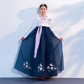 Женское корейское придворное традиционное платье Ханбок с вышивкой, юбка, корейское платье, свадебное платье, танцевальный костюм для выступлений