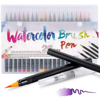 20 цветных Акварельных кистей и ручек плюс 1 ручка-раскраска, которую легко стирать, рисование, Каллиграфия, надписи, Искусство, подарок для детей F901