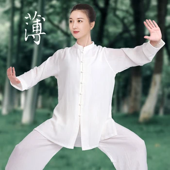 Китайский традиционный костюм Удан Тай-цзи, Женское Белье для боевых искусств, Одежда для занятий Тай-цзи из хлопка и льна, Мужская летняя тонкая