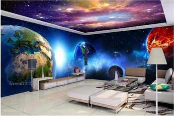 пользовательские фотообои 3D обои Фэнтези Звездная Вселенная Земля Тема Космическая комната Домашний декор 3D настенные фрески обои для стен3 d
